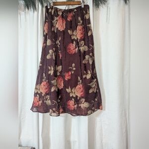 Vintage Romantic Floral Maxi Skirt
